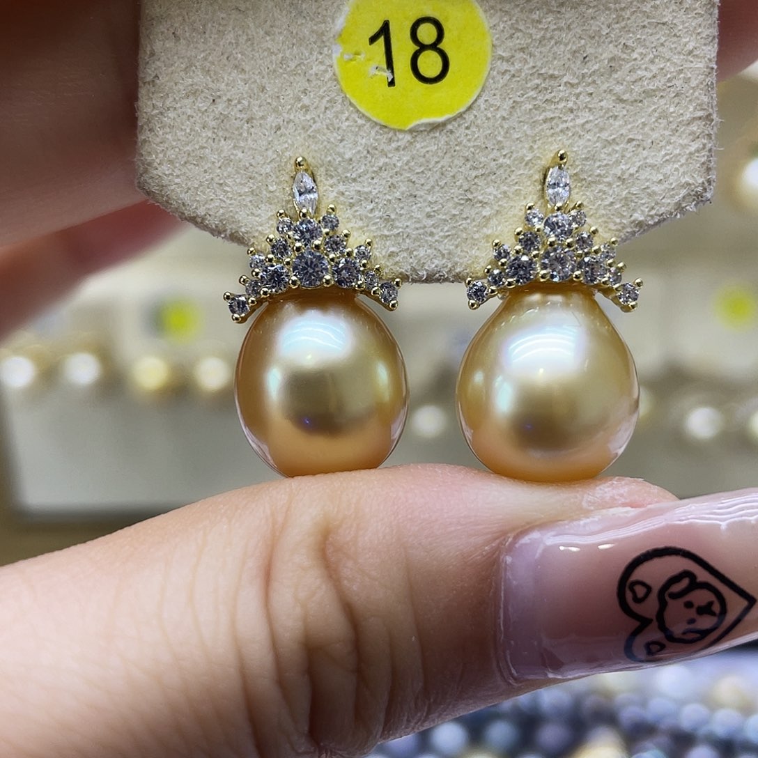 银S925镶嵌海水珍珠耳饰