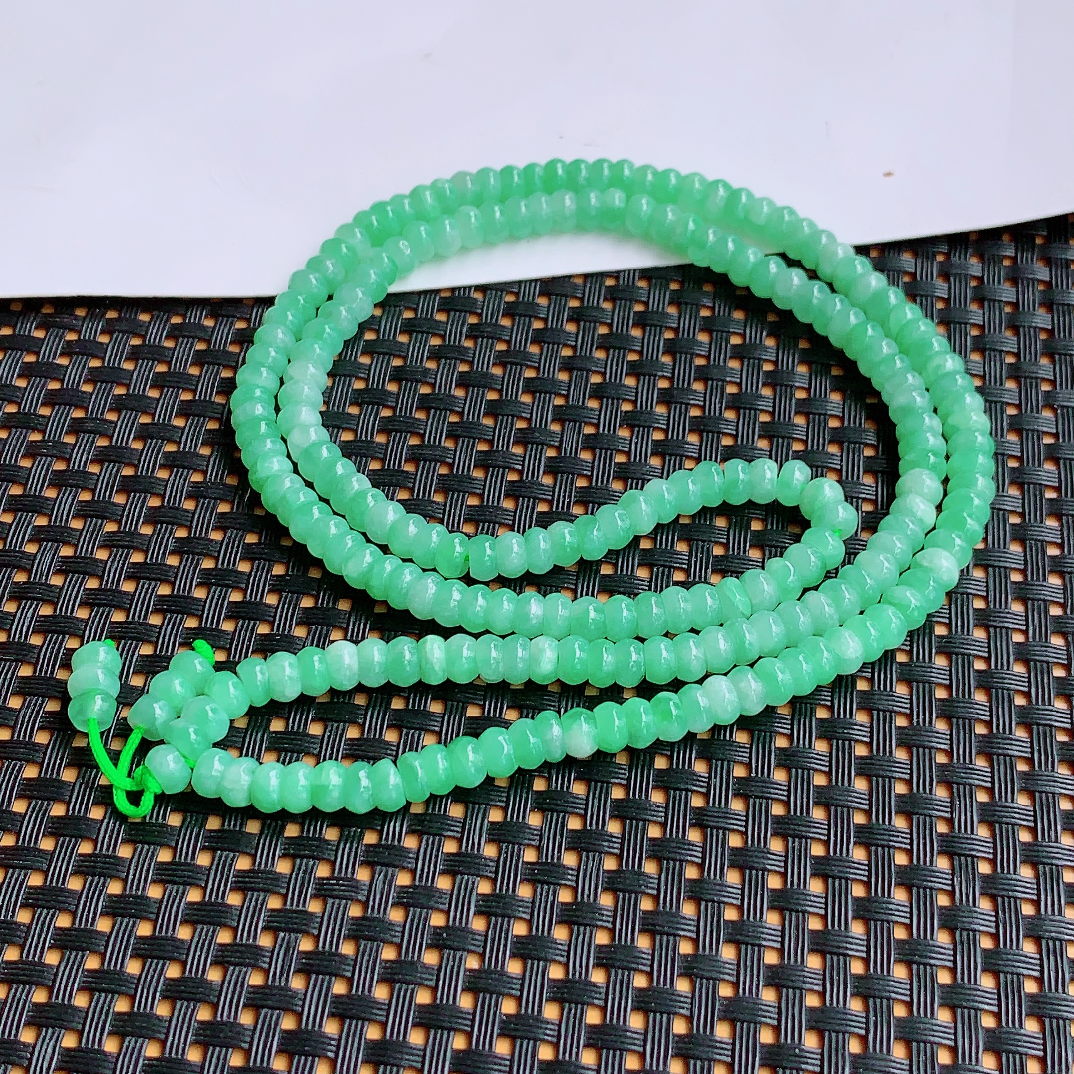 天然缅甸A货翡翠项链满绿算盘珠a货翡翠毛衣链手串珠串