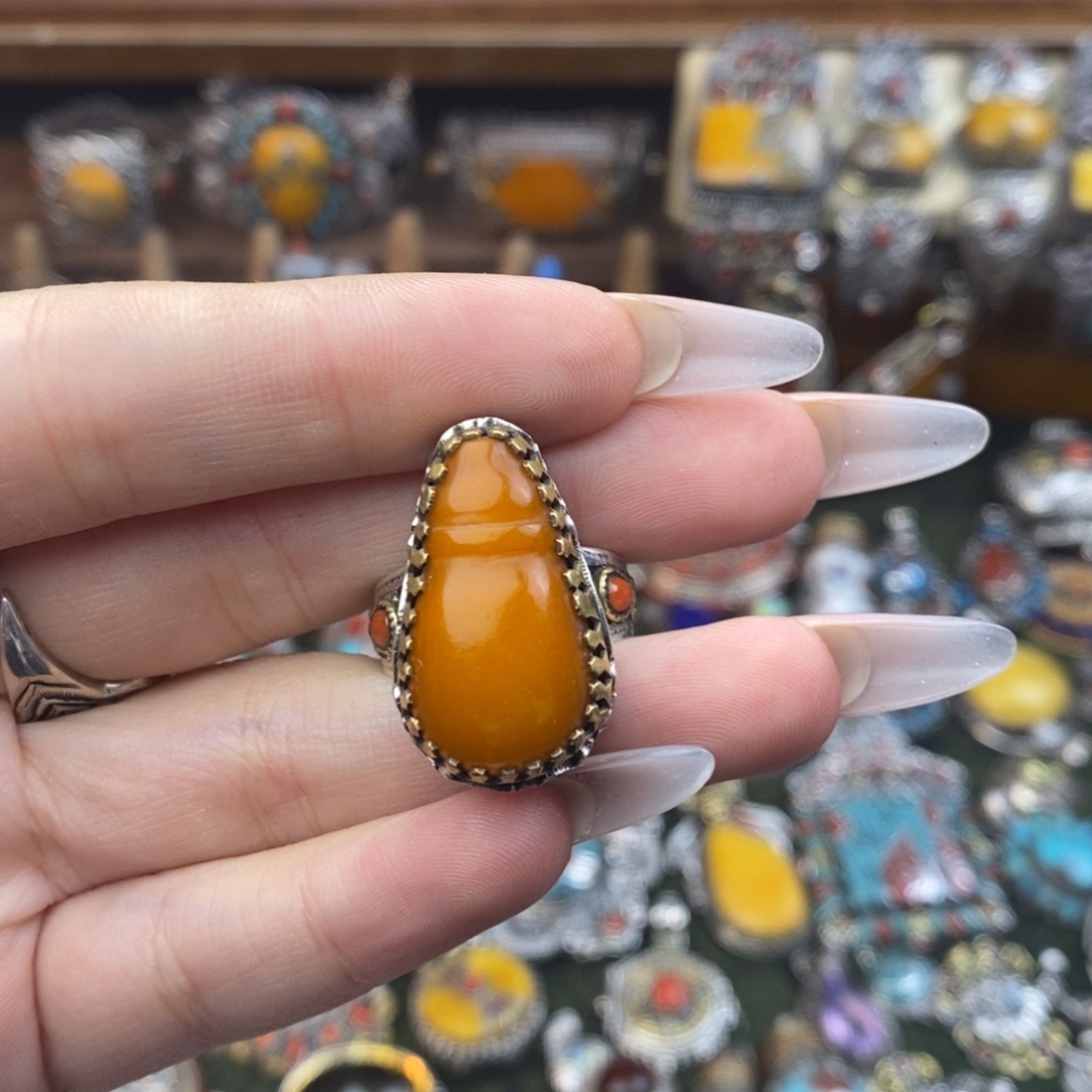 朗***珠足银尼泊尔手工戒指