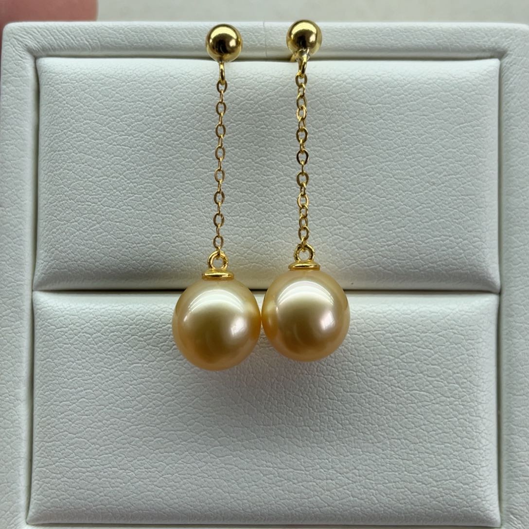 海水珍珠耳饰银S925镶嵌10-11mm