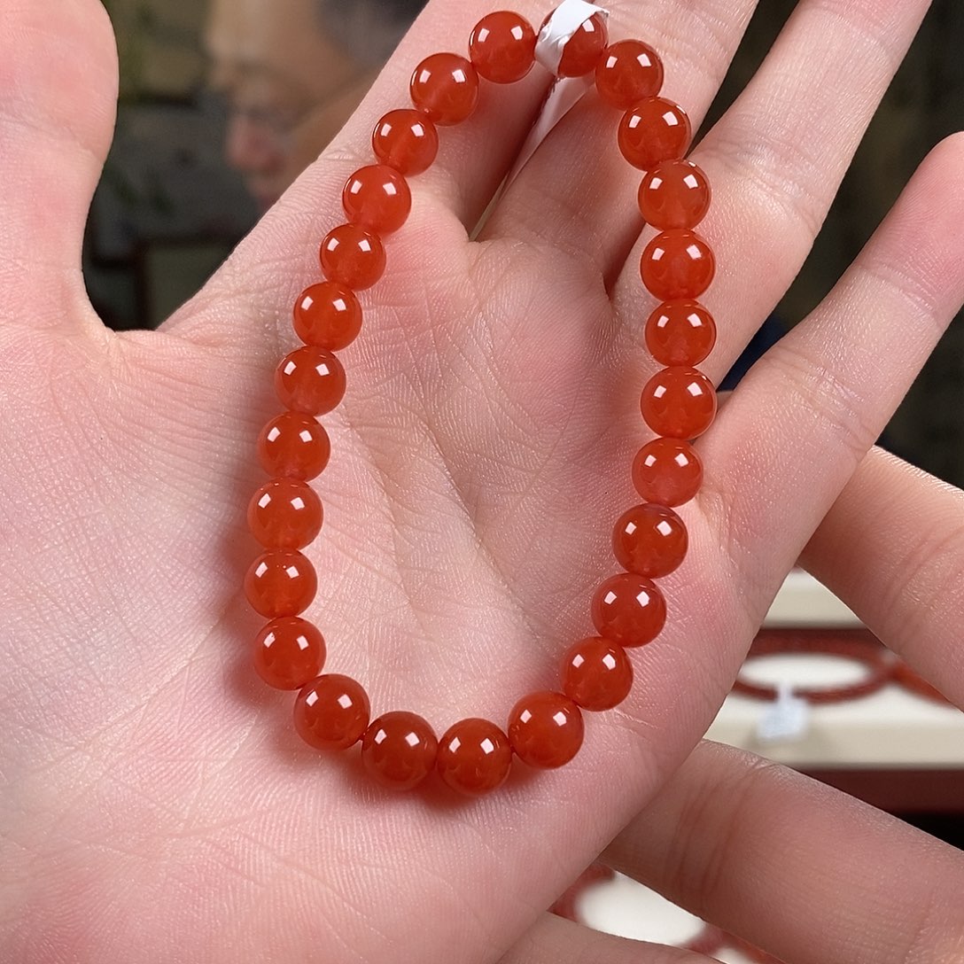 南红玛瑙未镶嵌手串原矿7mm特级冰红