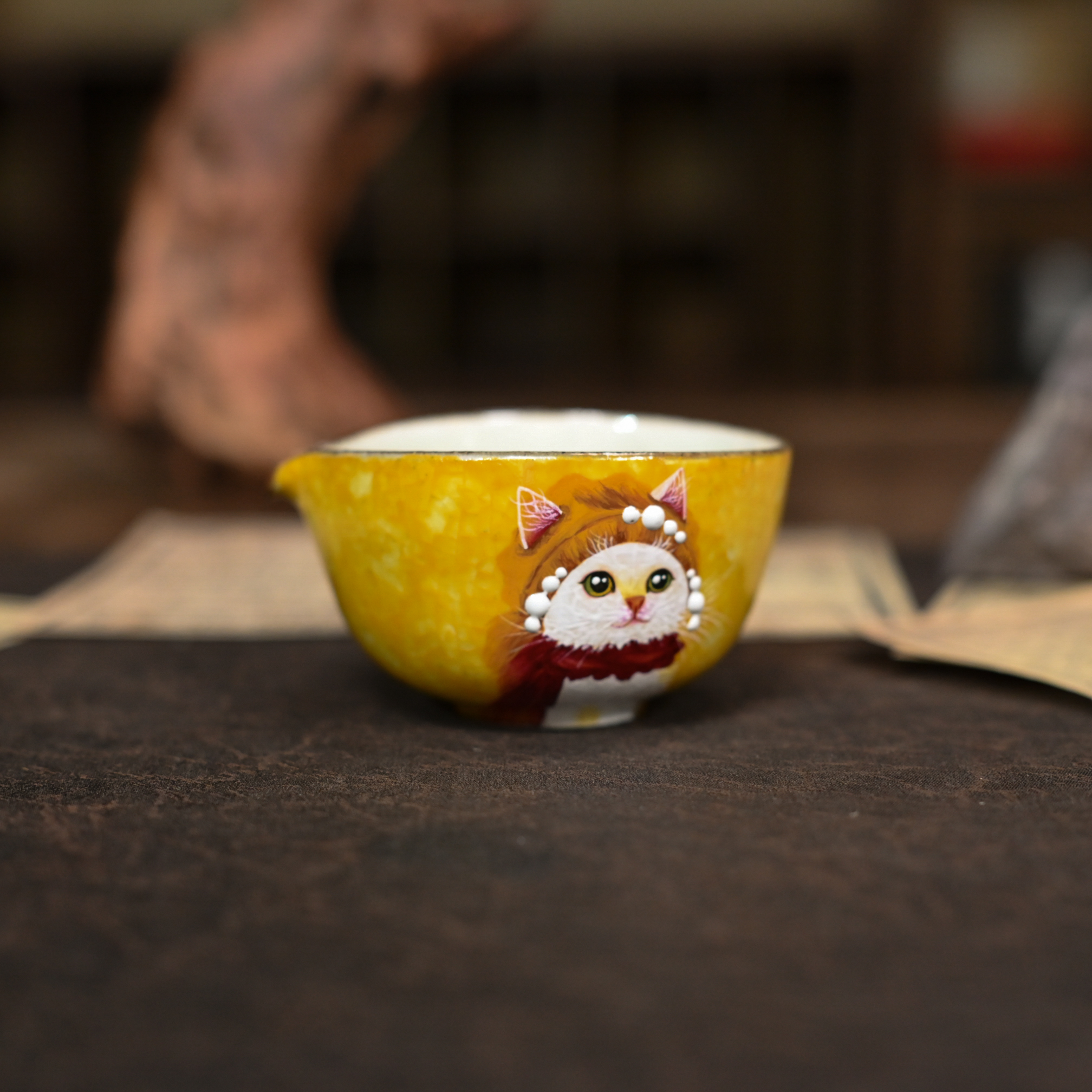 【九姐爱喝茶】油画风，梦娜丽莎.猫水底公道（蕉白S0821）