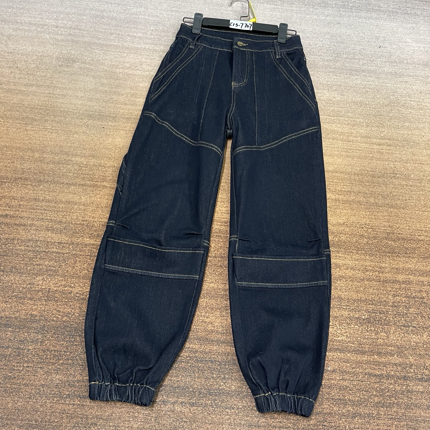 C13-7707 高货 厚款 高级藏蓝色九分束腿工装裤 高弹（不换退）