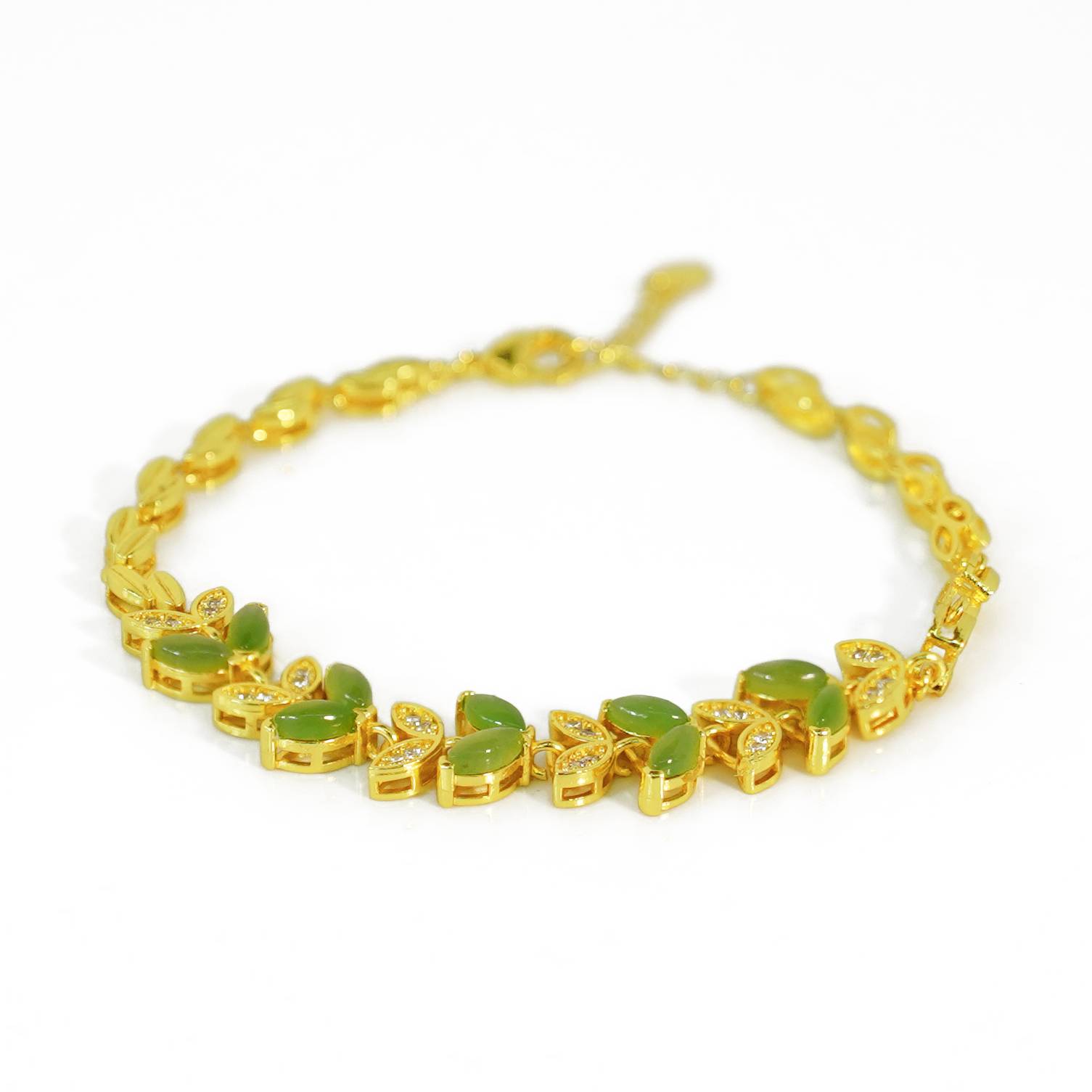 【邱总甄选】和田玉碧玉麦穗时尚合金镶嵌手链YBR49