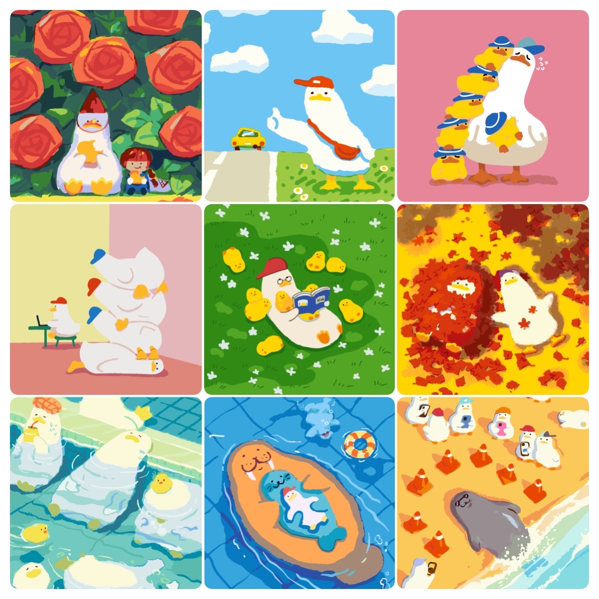 【Trace·寻迹】diy数字油画肌理手绘手工填充装饰画 可爱鸭鸭插画风