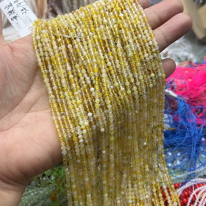 玛瑙/玉髓未镶嵌珠宝半成品一条3mm左右黄澳宝刻面
