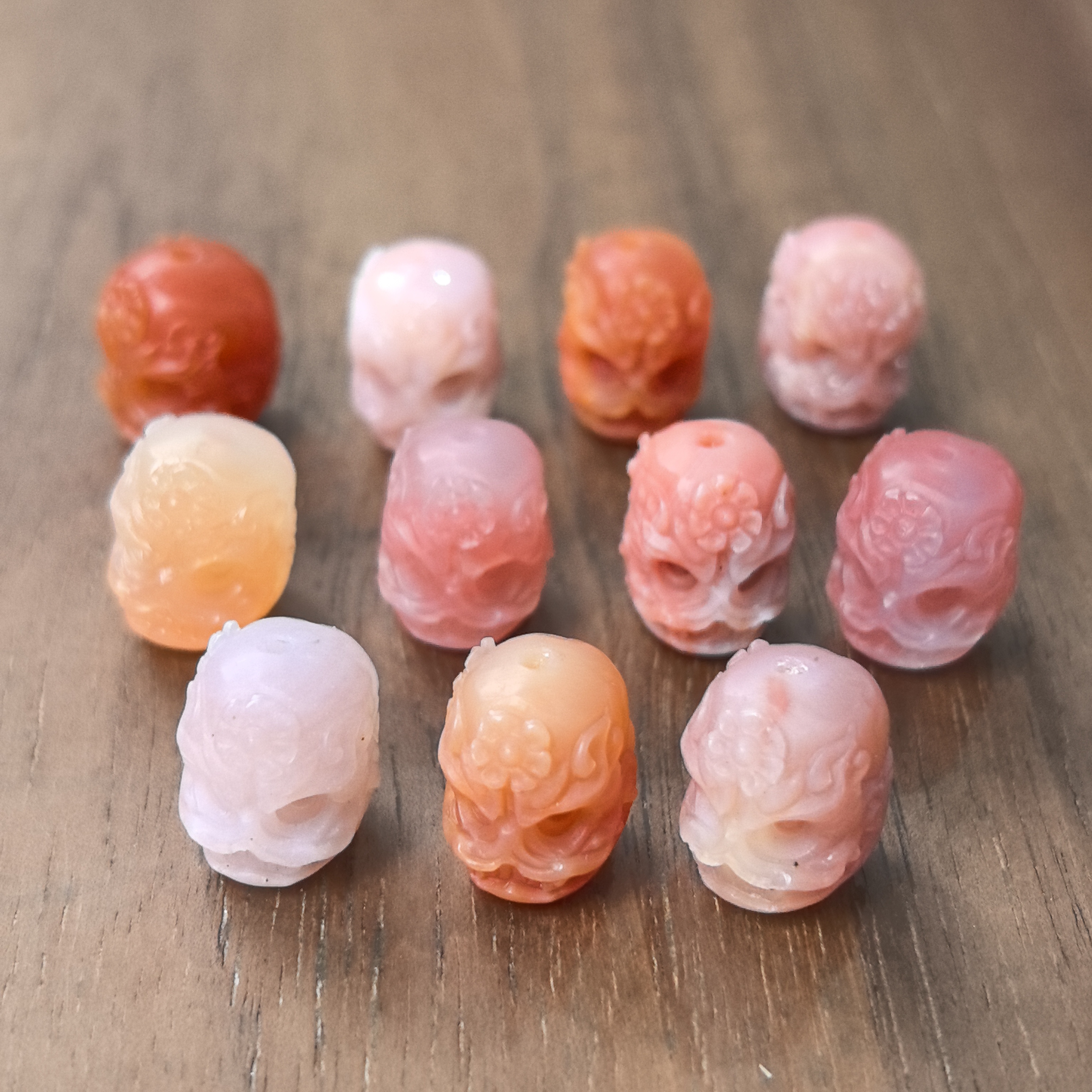 【盘塔出品】（多规格）Q1粉糯玛瑙三花喜主多尺寸（多样性发其一）