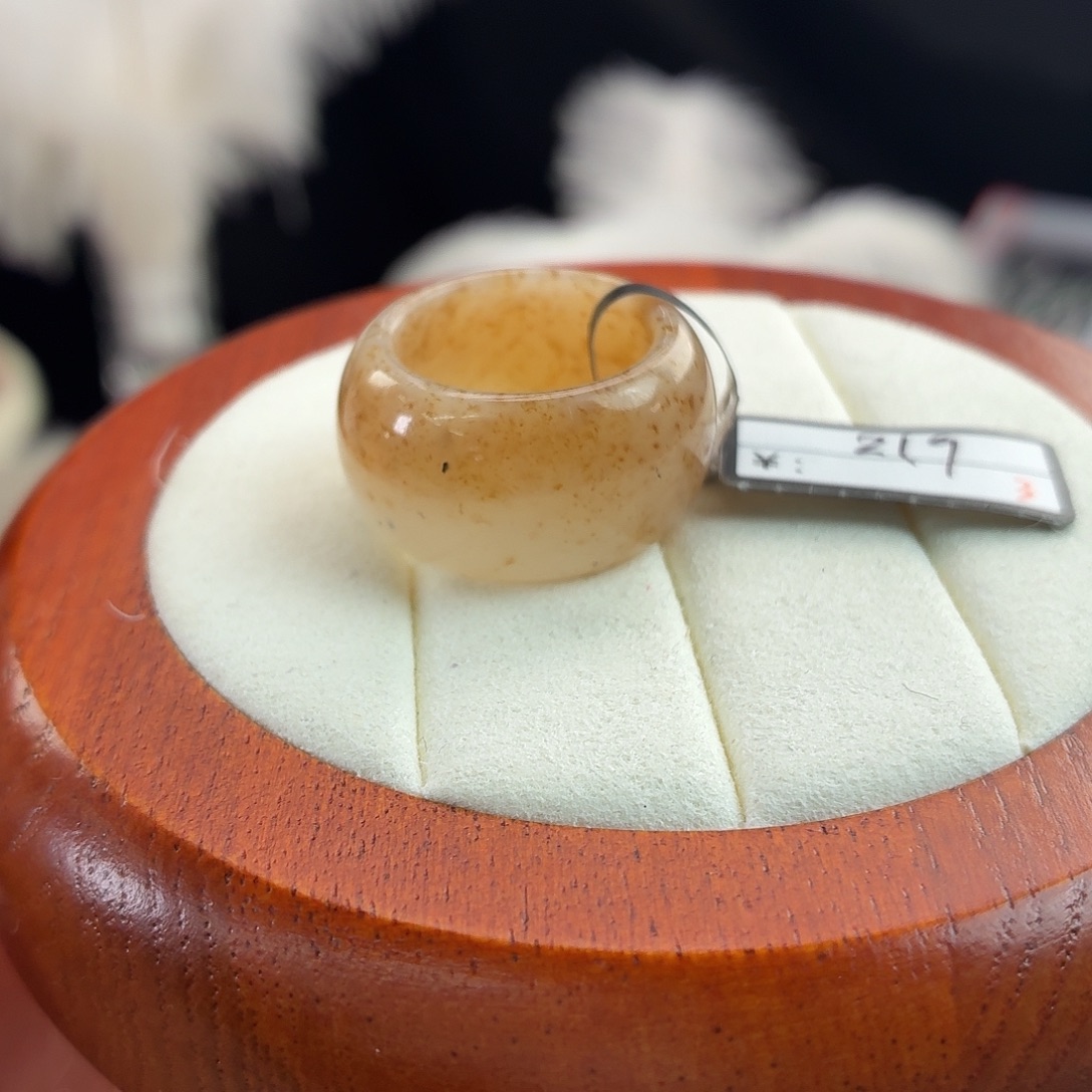 和田玉（糖玉）未镶嵌戒指r29桂花糖渐变18.1