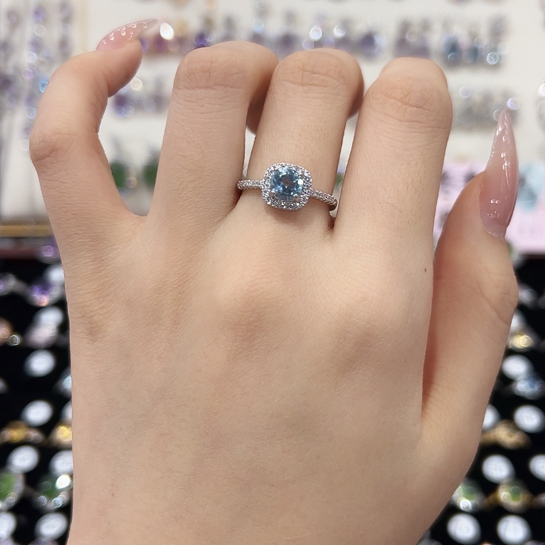 托帕石戒指银S925镶嵌