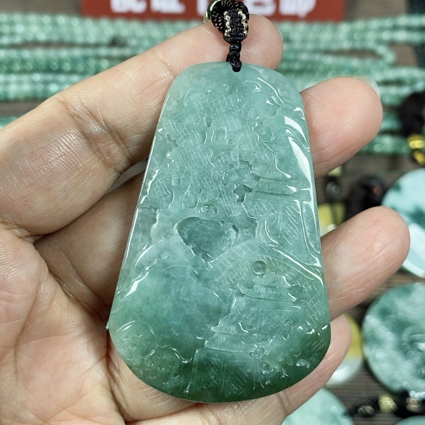 【闪购商品】翡翠颈饰未镶嵌玉吊坠翡翠玉山水牌