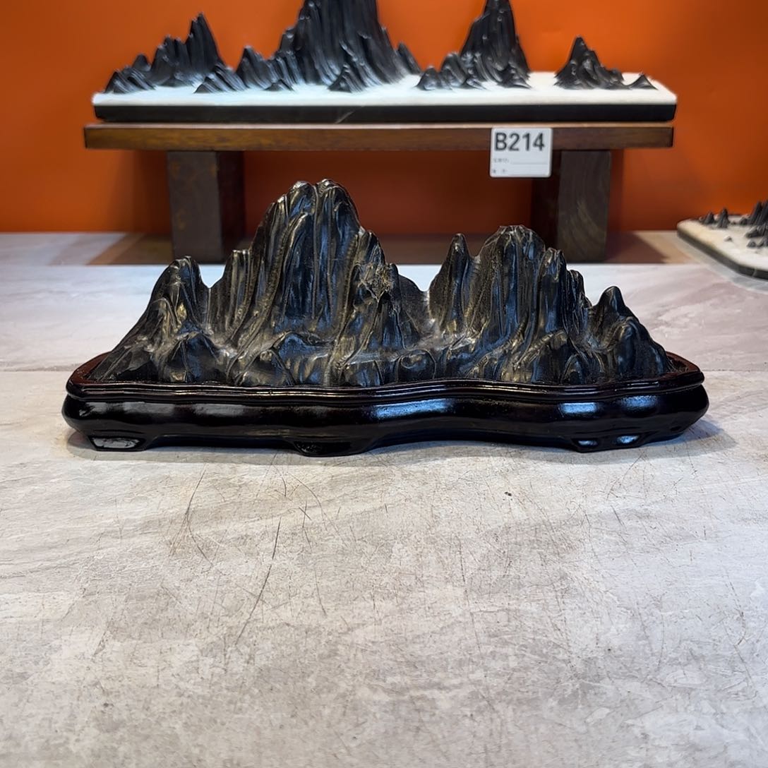 摆件双*灵璧石奇石摆件 