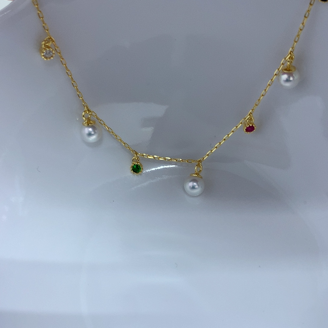 银S925镶嵌淡水珍珠手链4-5