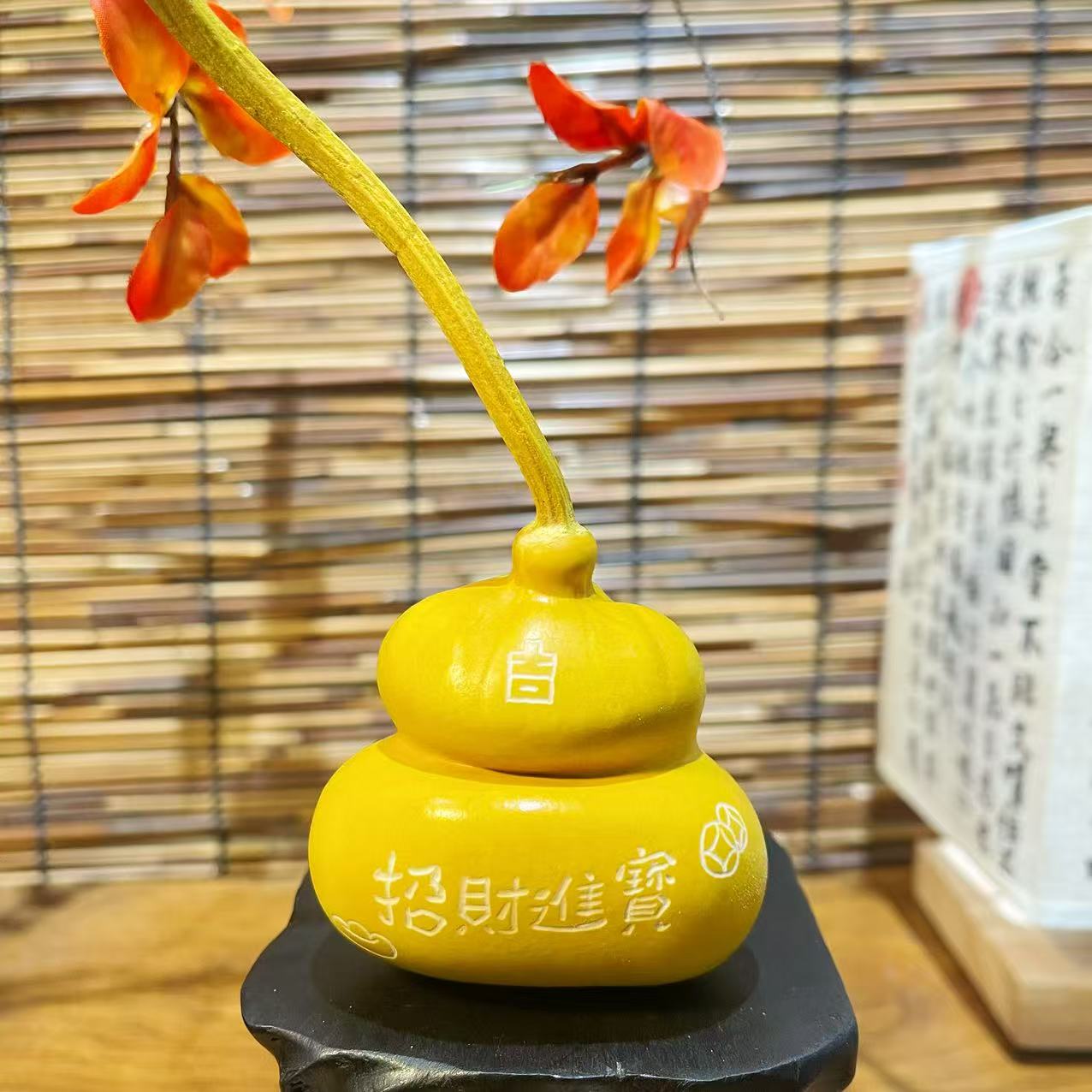 非遗大漆手工雕刻天然葫芦文玩福禄摆件天然葫芦