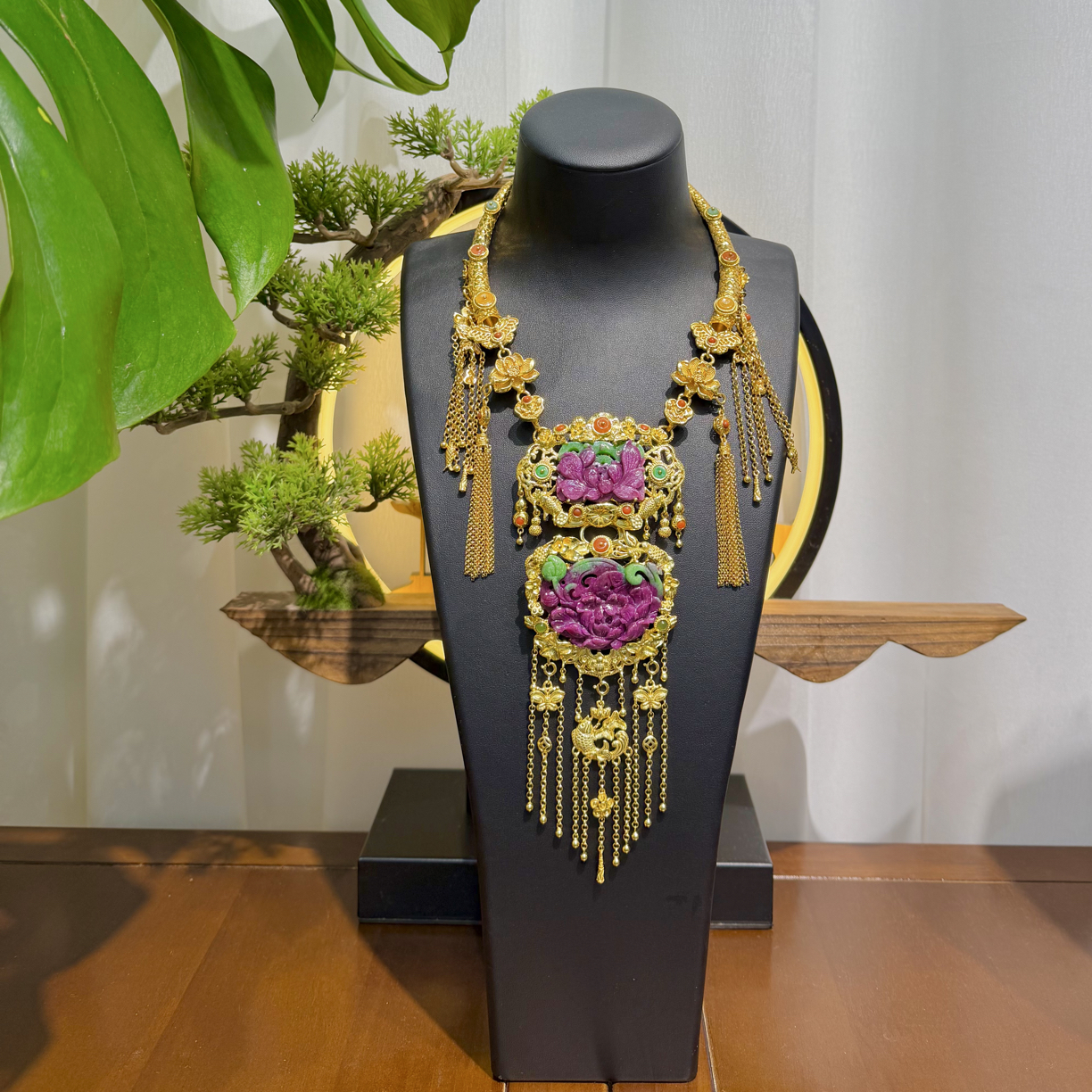 天然红宝石项链套装