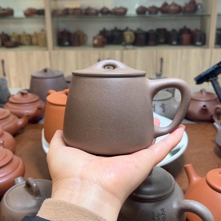 茶壶紫砂蟹壳青手工制作
