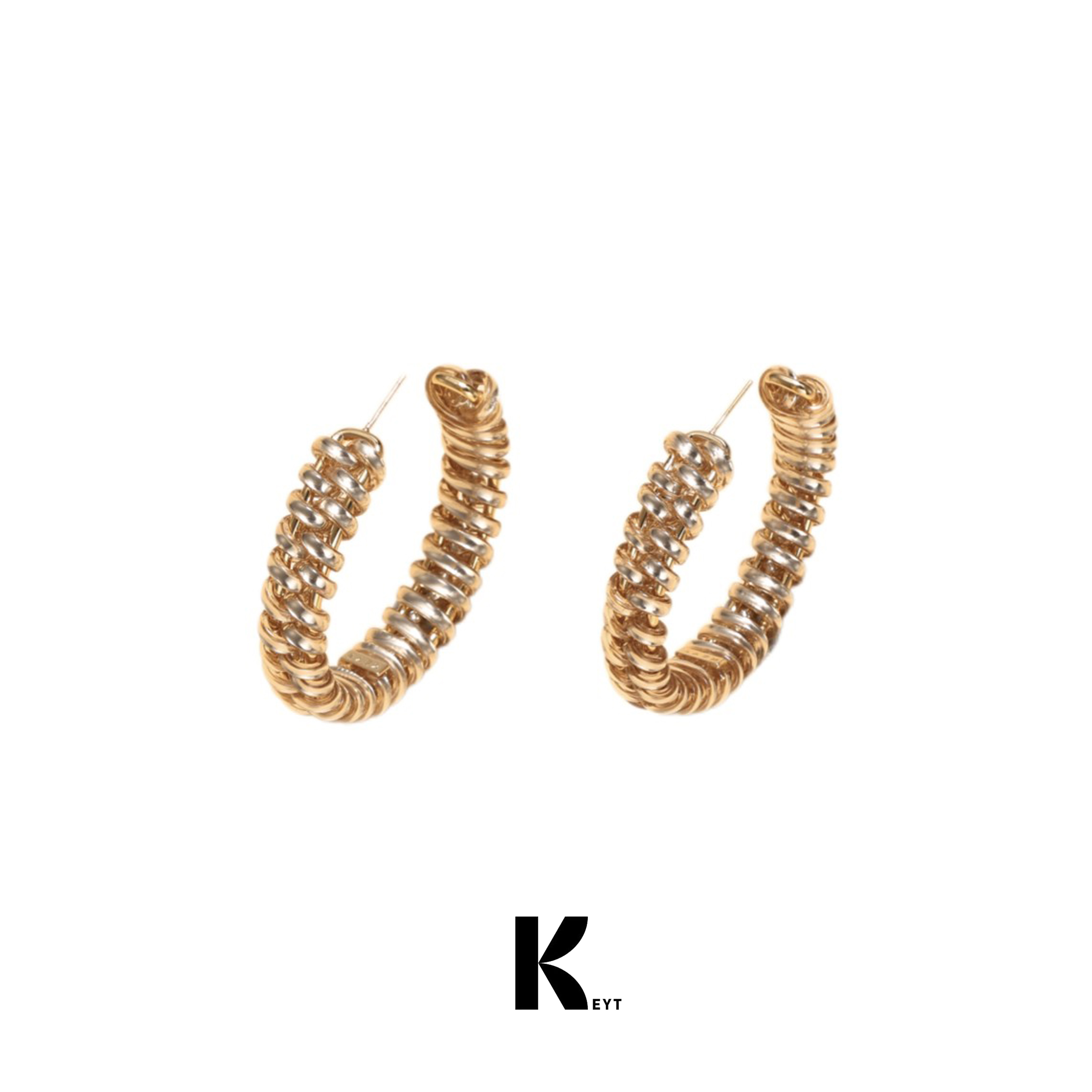 KEYT 铜合金耳饰 香槟色大麻花耳圈