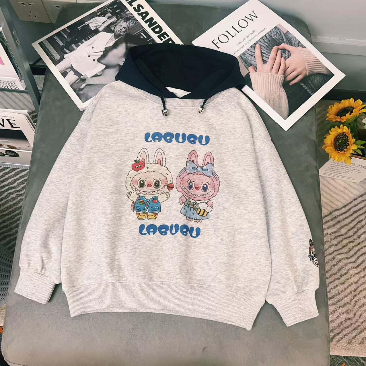 女童2025新款春秋装卫衣中大童时尚卡通印花休闲装百搭长袖上衣