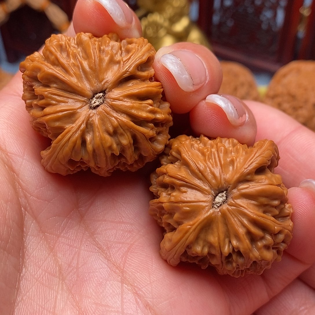 把件文玩核桃红皮山地石子磨38全品