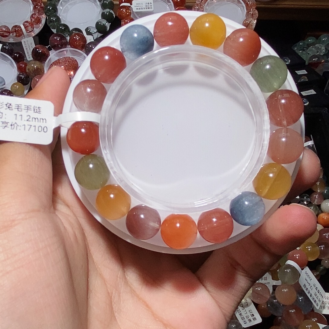 水晶手链未镶嵌彩兔毛