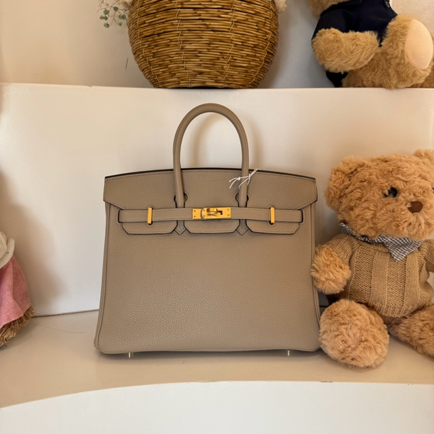 99新 Hermes/爱马仕 Birkin25 81斑鸠灰金扣Togo皮U刻/2013
