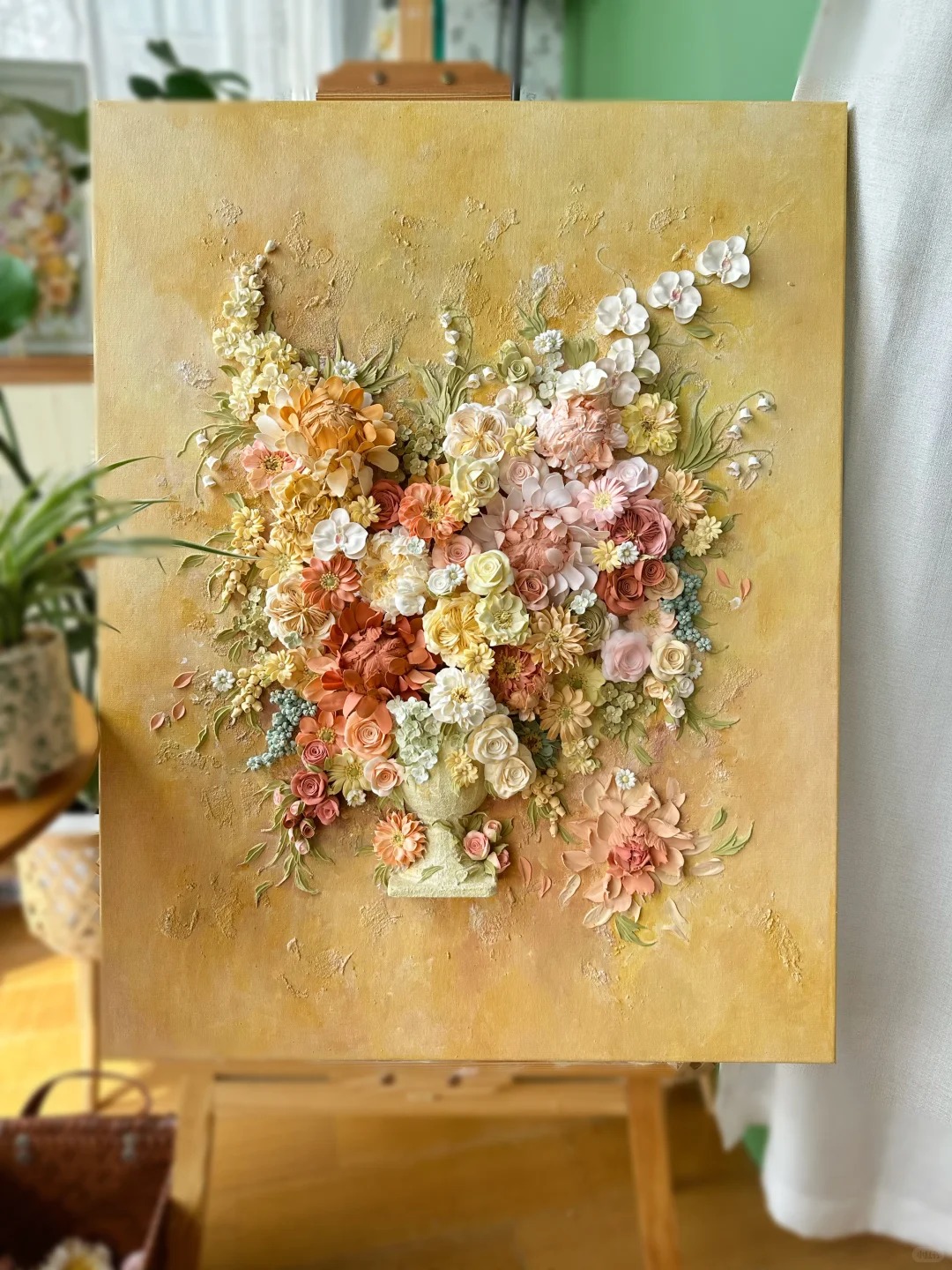 法式花朵风格餐厅背景墙装饰画艺术抽象玄关柜走道壁画