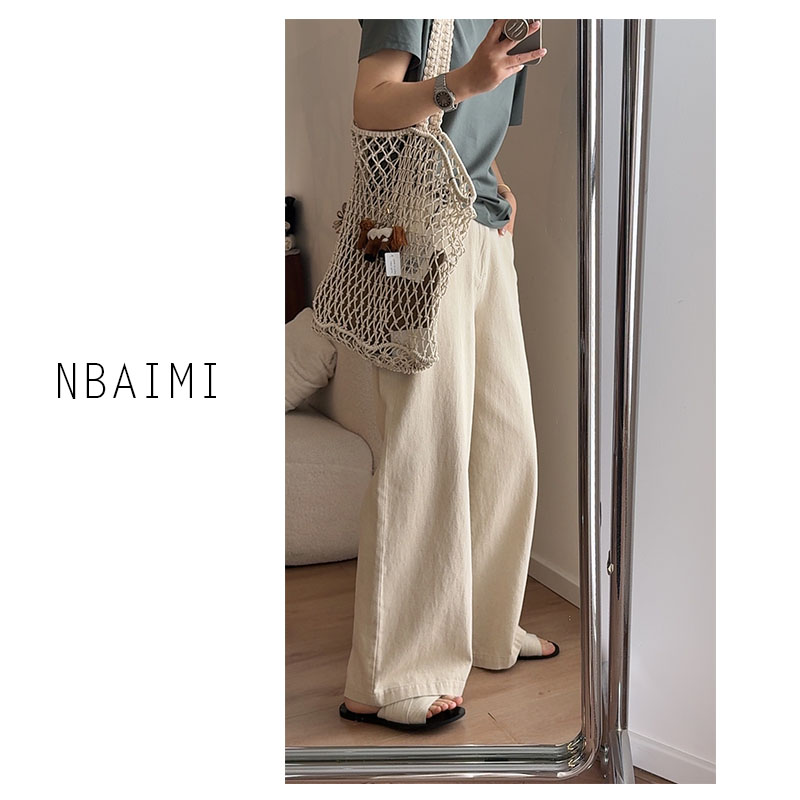 麻本裤 春季休闲宽松外穿复古直筒高腰显瘦百搭麻本色休闲裤