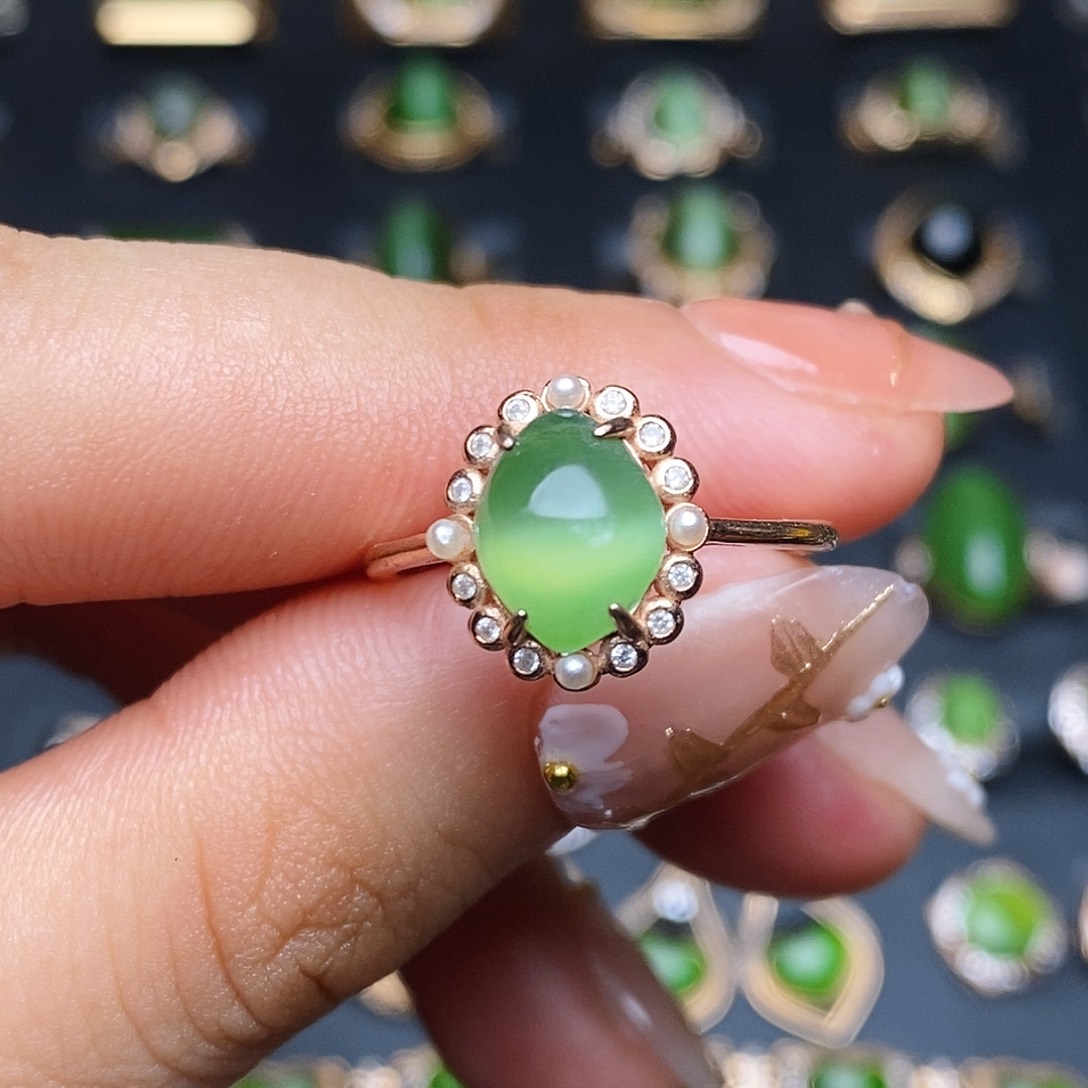 和田玉（碧玉）戒指银S925镶嵌