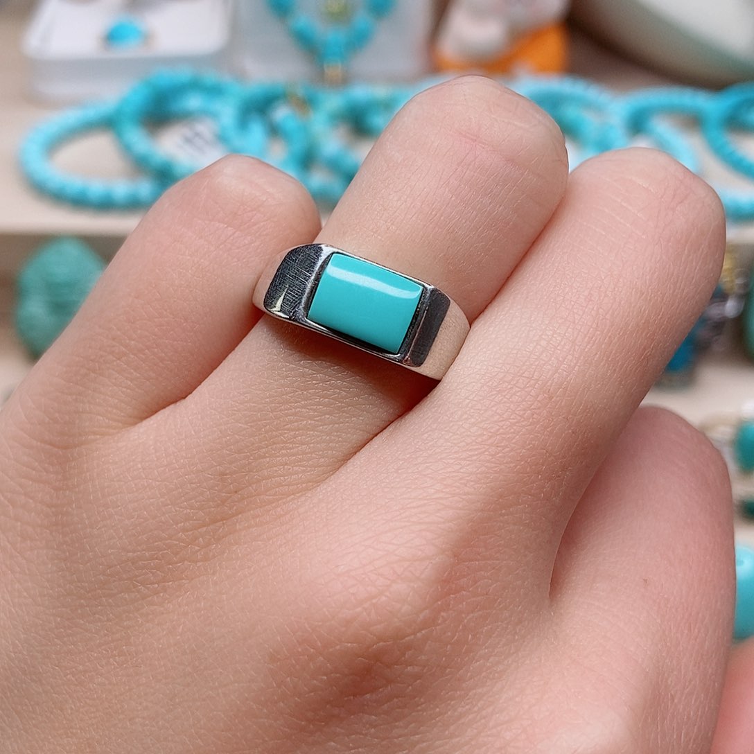 绿松石戒指银S925镶嵌