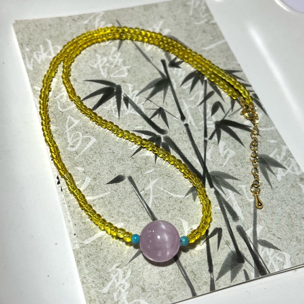 【月月家】HJ015天然锂辉石 原创紫锂辉设计款项链 多样性发其一