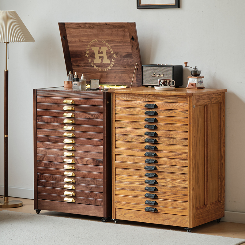 【直播】美国外单H牌图纸柜hamilton图纸柜中古风北美黑胡桃实木