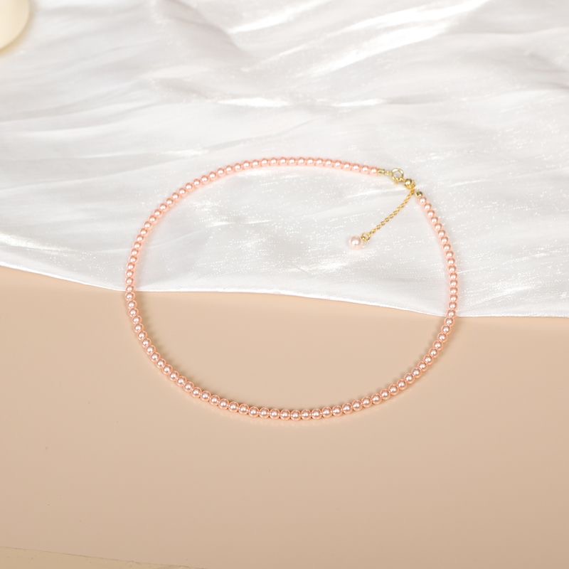 【专属】樱花粉色4mm小米珠项链XL004