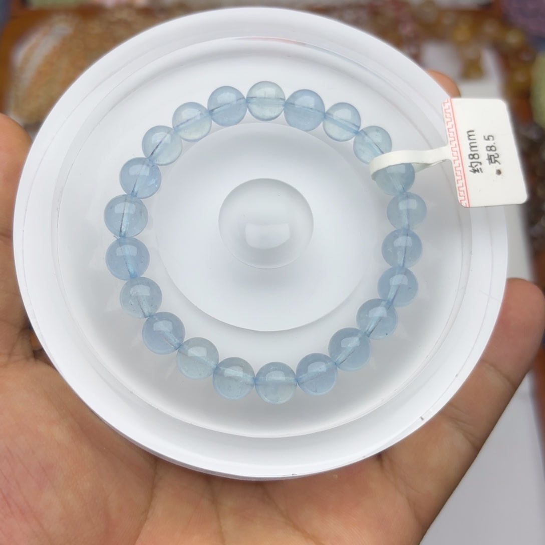 檐***铃水晶手链未镶嵌8mm海蓝宝拍10单一条