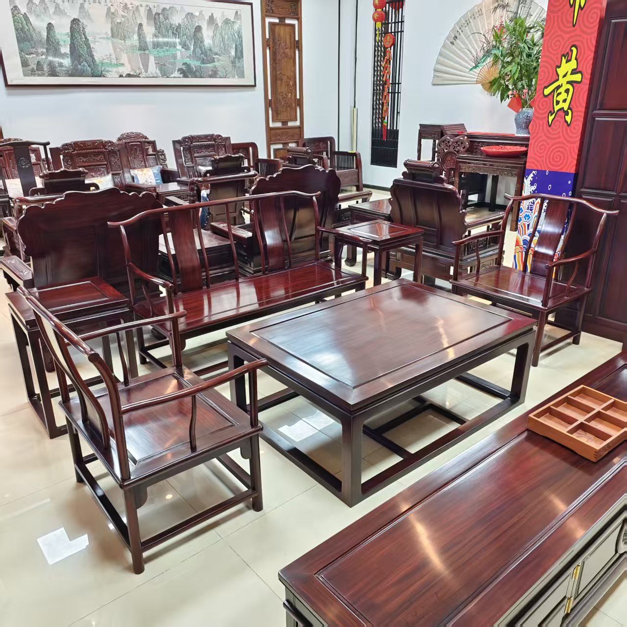 酸枝木 113六件套官帽沙发