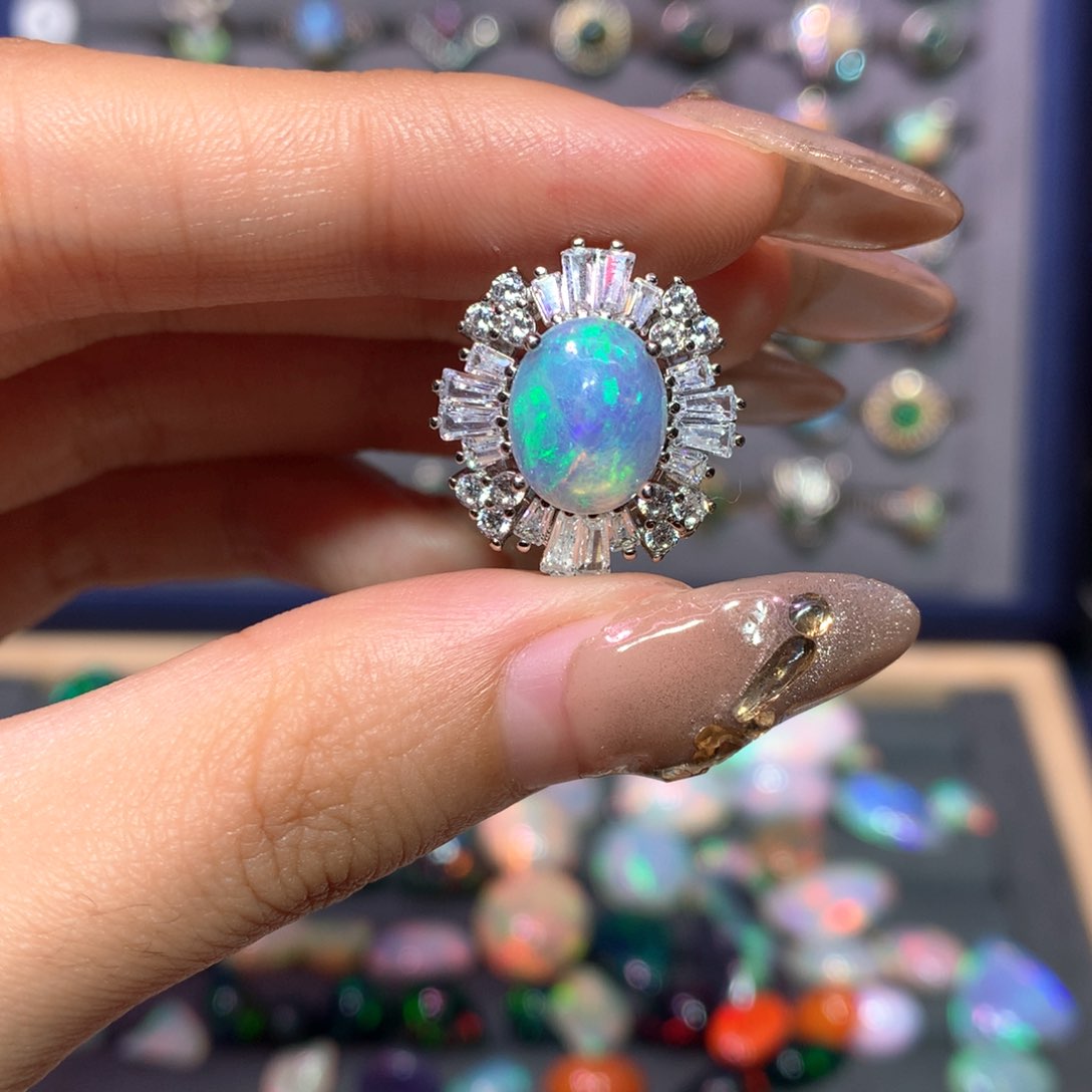 欧泊戒指款式银S925镶嵌