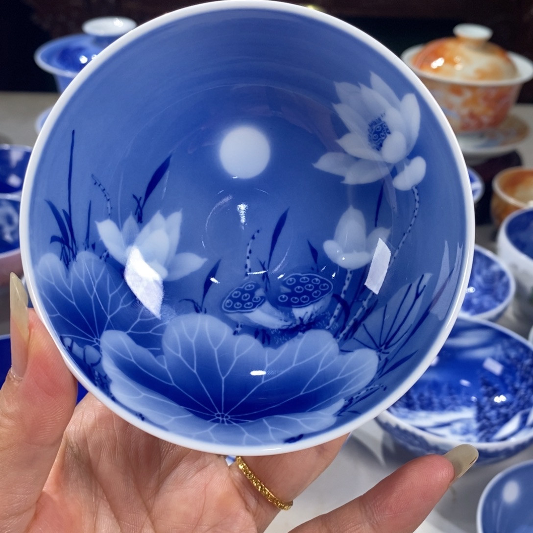 青花荷花主人杯杯