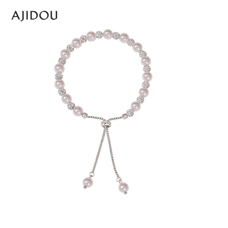 非金属仿水晶手链 .AJIDOU阿吉豆温婉女仿珍珠抽拉式气质手链【DB】