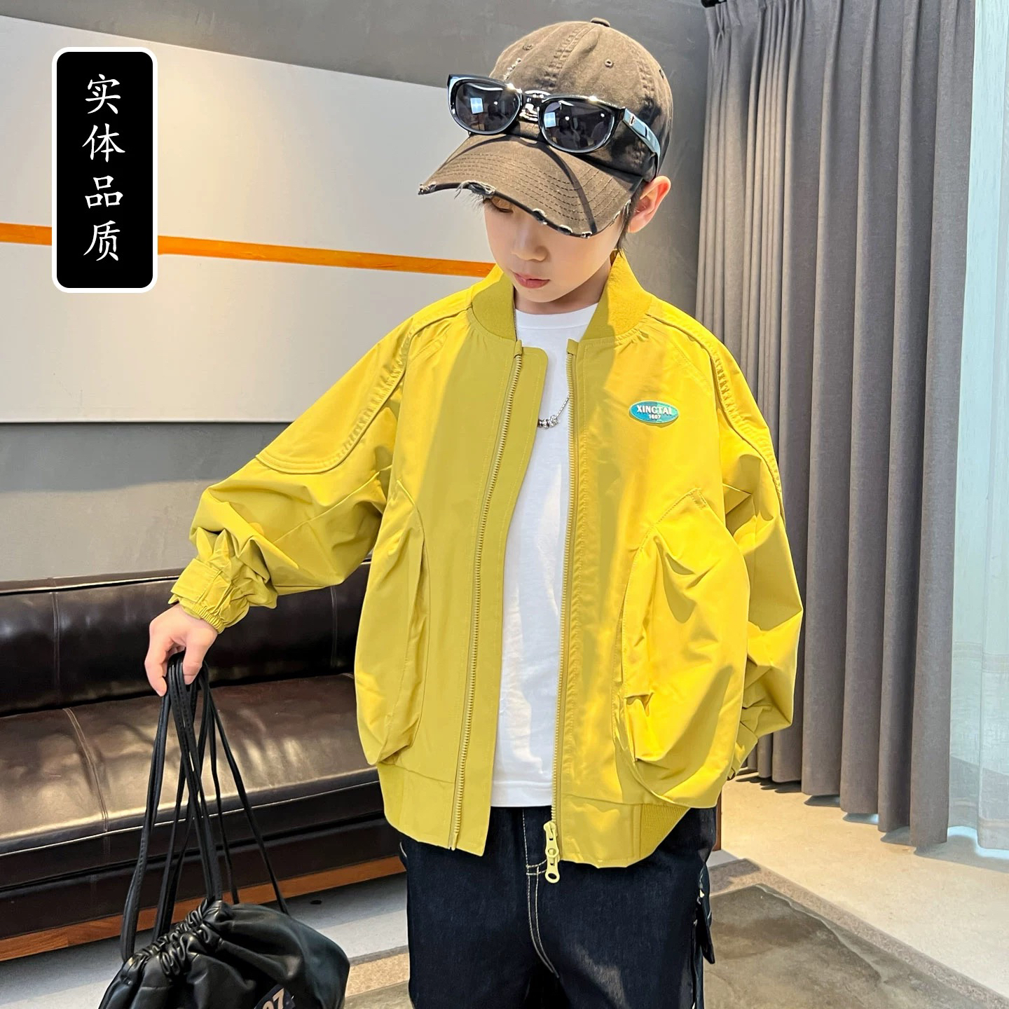 春秋休闲风格B类男棒球领夹克棒球服薄款春秋装时尚帅气男孩洋气