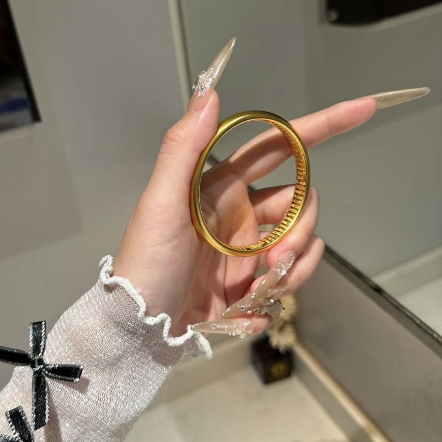 足银手镯 宽面内心经手镯时尚经典百搭气质轻奢古典设计礼物