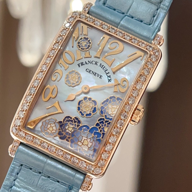 99新 Franck Muller/法兰克穆勒 长岛952全玫瑰金珐琅原钻女表