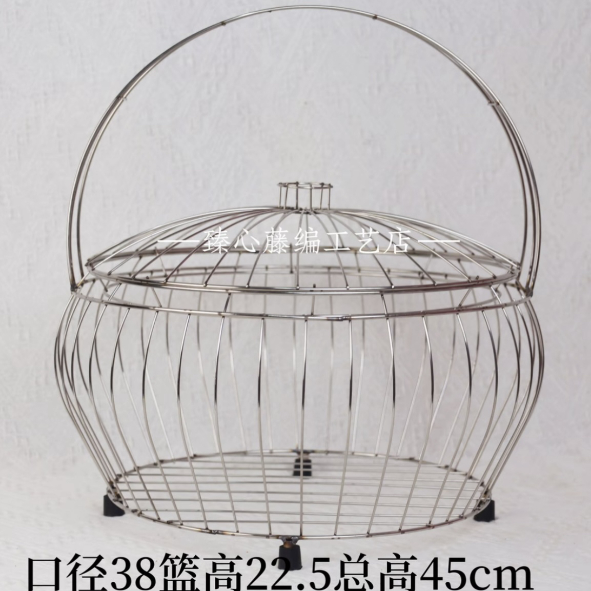 不锈钢圆口圆底拜篮铁架】半成品铁艺拜神祭祖篮野餐送餐篮大容量