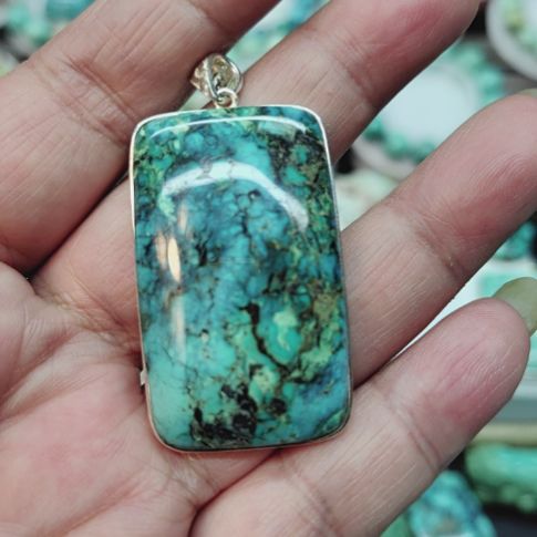 绿松石吊坠(不含链)银S925镶嵌