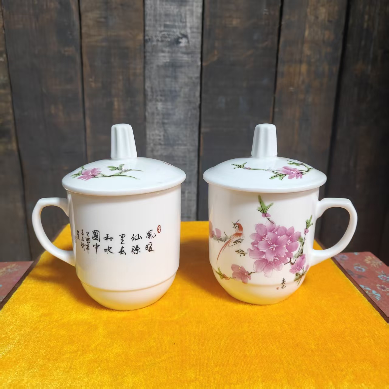 景德镇水点桃花办公杯