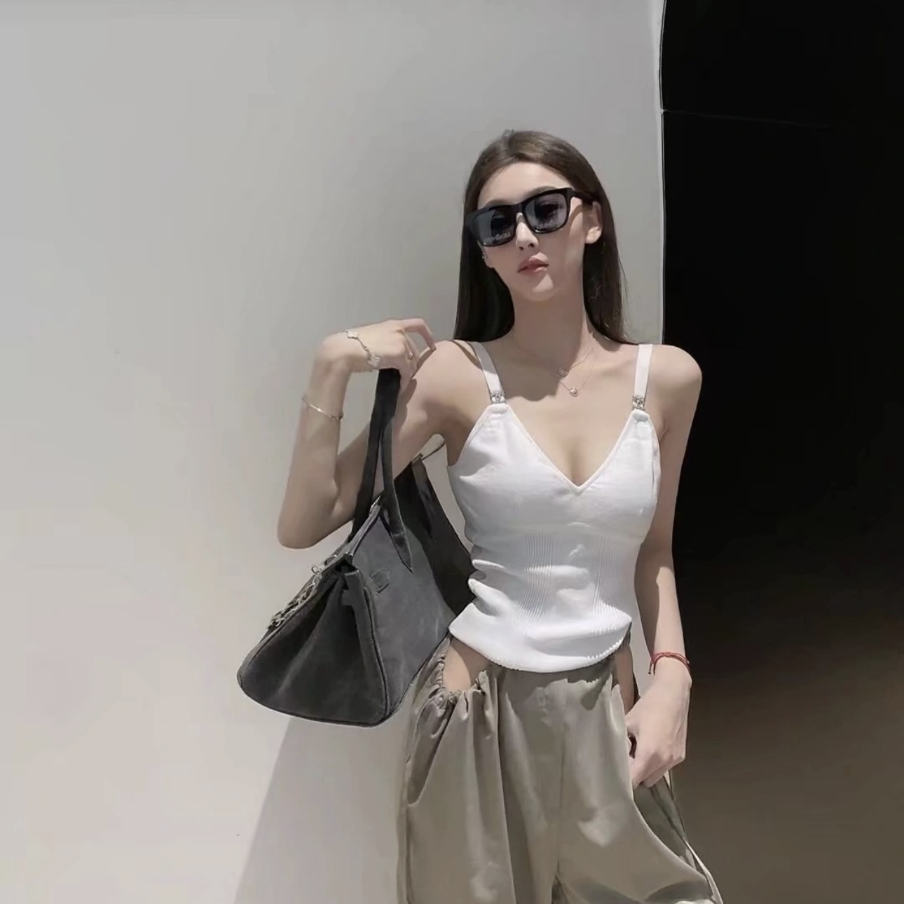 99新 Chanel/香奈儿 2cc225/香奈儿编织背心 棉 36码