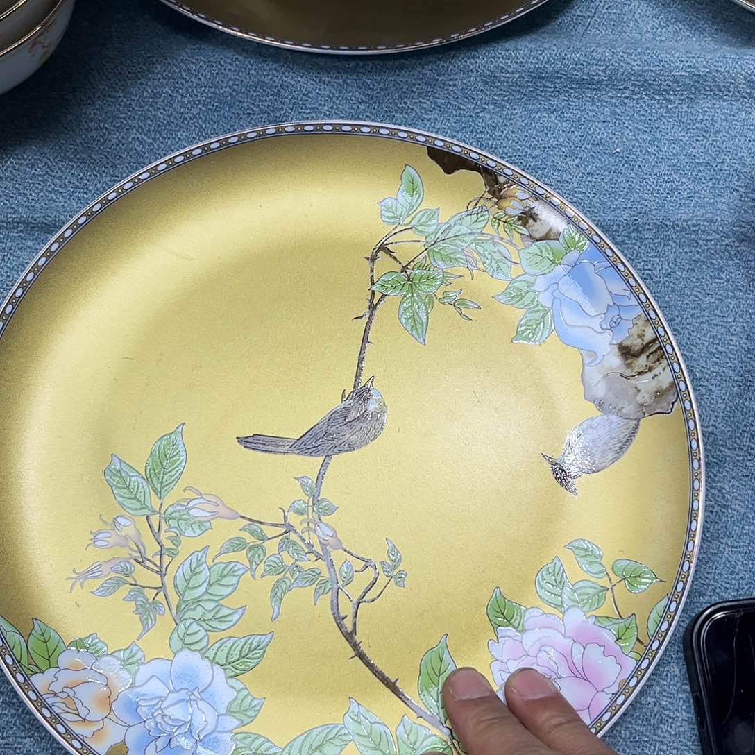 瓷片琴瑟十寸大盘一个微瑕