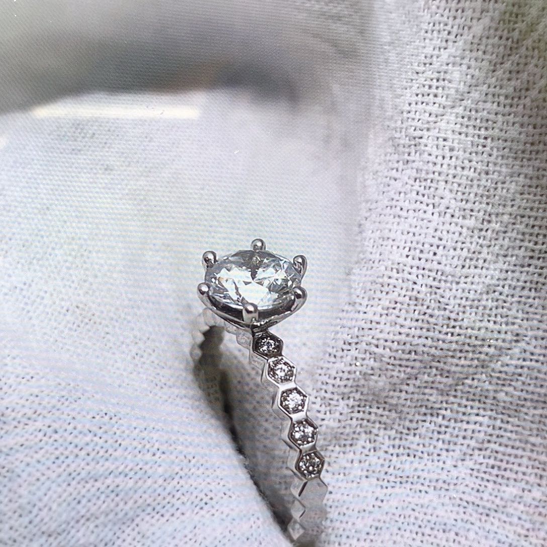 925银合成碳硅石蜂巢半圈钻1克拉12