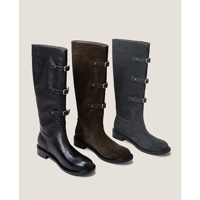 Shoemaker Queen倍儿显档次真皮骑士靴高筒长筒不过膝长靴