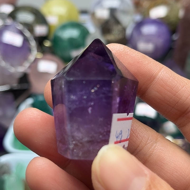 珠宝半成品水晶未镶嵌41克紫水晶柱