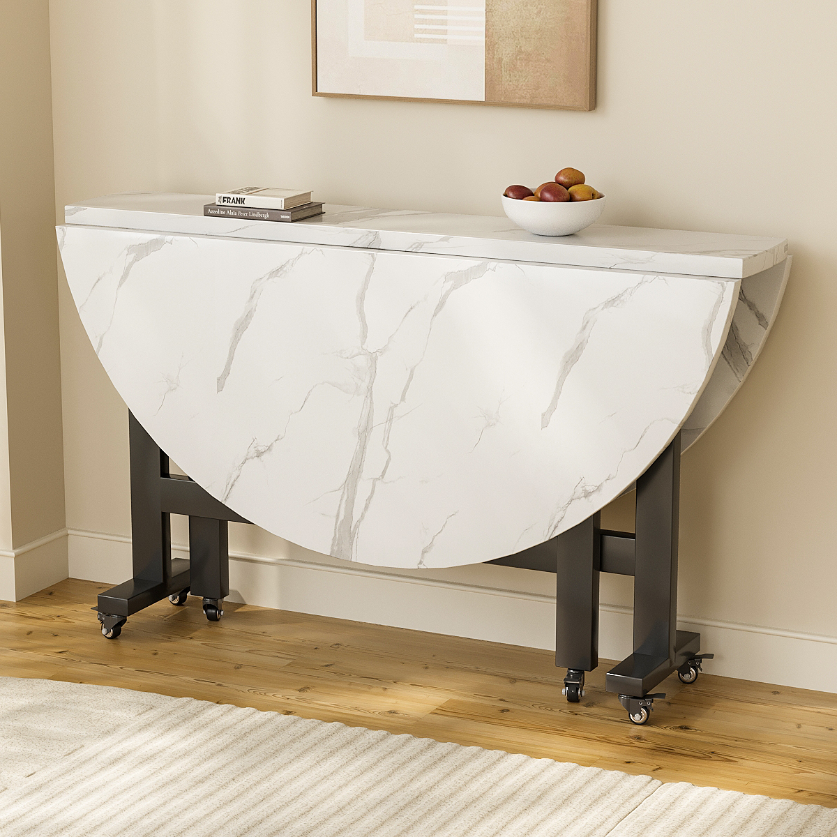 餐桌家用多功能移动餐桌椅轻奢可折叠圆形简约餐厅饭桌新中式餐桌