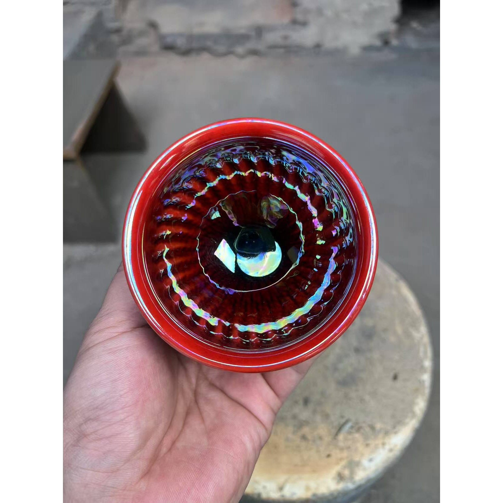 高端茶盏 七彩牛血红将军杯