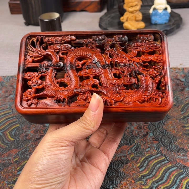 贡木整木挖龙盒收纳盒